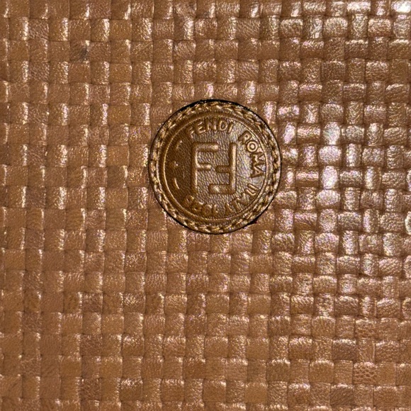 FENDI Shoulder Bag Intre Braided Leather Brown Authentic - Picture 5 of 11